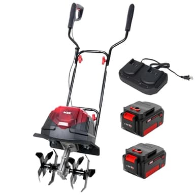 MZK 40V 12-inch Cordless Garden Tiller, 12In Width and 8.6In Depth Garden Rototiller,Battery Powered Garden Cultivator for Lawn/Gardening/Soil Cultivation(2 * 4.0Ah Battery&Charger Included),TC12D02