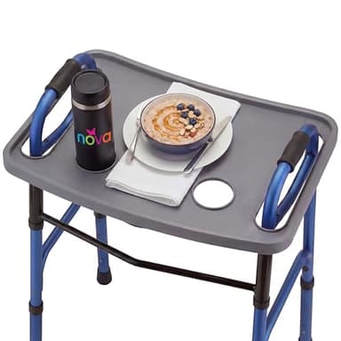 NOVA Walker Tray, Food Tray with 2 Cup Holders for Folding Walker, Fits on Most Folding Walkers, 1 Count (Pack of 1)