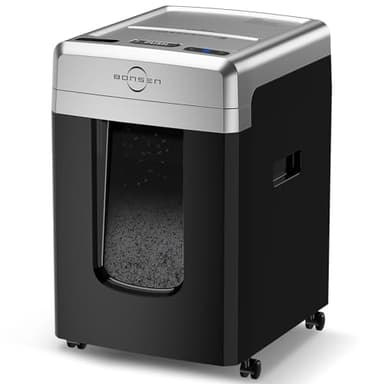 BONSEN 300-Sheet Auto Feed Paper Shredder, P-5 High Security Heavy Duty Shredders for Office Use, 60 Minutes Non-Stop Micro Cut Shredding, 8.1-Gal Pullout Bin, 58dB Quiet Large Paper Shredder (S9221)