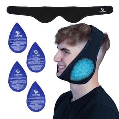 Fittest Pro Wisdom Teeth Ice Pack Head Wrap Jaw Ice Pack for Face Oral Surgery, 4 Hot Cold Gel Pack for TMJ, Tooth Extraction, Tonsillectomy Recovery