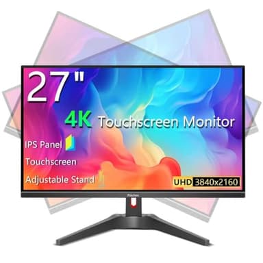 Pisichen Touchscreen Gaming Monitor 27 Inch 4K UHD 3840x2160 IPS Computer Monitor, Ultra-Thin Bezel, HDMI, DisplayPort, 400 cd/㎡, VESA, Tilt Adjustable