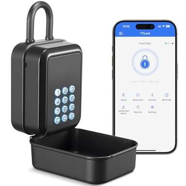 Thlevel Smart Key Lock Box Electronic Bluetooth Lock Box with APP Control & PIN Code Types,Share eKey Lock Box for Airbnb Realtor House Office with Removable Shackle