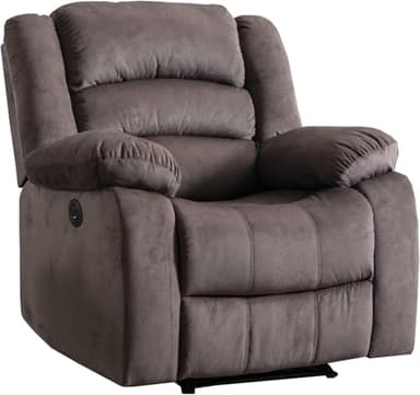 EBELLO Classic Power Recliner Chair, Oversized Electric Overstuffed Reclining Chair with Soft Cushion and Back, Sofa with Comfortable Armchair, Brown