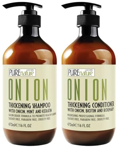 Onion Shampoo and Conditioner Set - Sulfate Free Thickening Formula for Men and Women - Paraben Free Volumizing Set for Thin, Fine Hair - Volume Boosting Salon Professional Care - 16 Fl Oz (Set of 2)