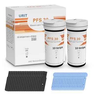 20 Pack 5 in 1 Lipid Test Strips for URIT PSF-30 Cholesterol Tester Meter, 20 Official Test Strips for Home Use