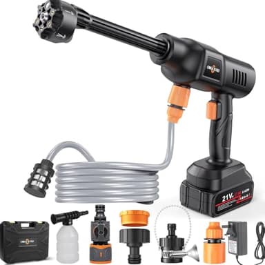 OMGEXTRD Cordless Car Washer 1250PSI Cordless Car Washer with 6-in-1 Nozzle, 17FT High-Elastic Hose,Home Portable Handheld Car Washer Cleaner