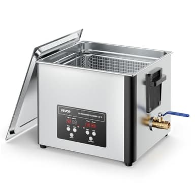 VEVOR 15L Ultrasonic Cleaner, Professional Ultrasonic Cleaner Machine with Cleaning Basket & Digital Display, 240W Stainless Steel 40kHz Industrial Cleaning Machine for Parts, Carburetors, Instruments