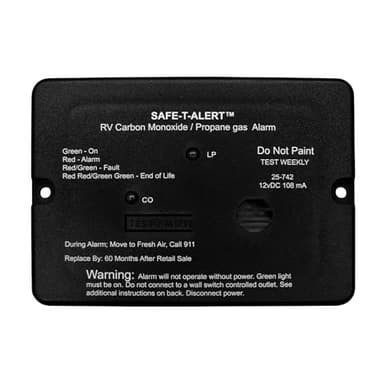 Safe T Alert - Mini Dual LP/CO Alarm - Flush Mount Black - 25-742-BL