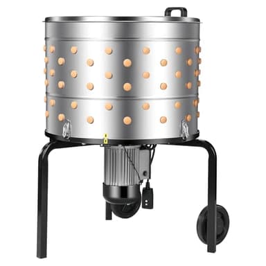 VEVOR Chicken Plucker Machine, 25.6 in Drum, 1200W & 275RPM Electric Chicken Plucking Machine with 158 Soft Fingers & Transport Wheels, Stainless Steel Feather Remover for Processing 4 Chicks Once
