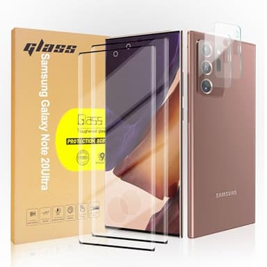 QoeCycth 2 Pack Tempered Glass Screen Protector Applicable for Samsung Galaxy Note 20 Ultra 6.9 inch 2 Pack HD Camera Lens Protector, HD Clear Scratch Resistant Suitable