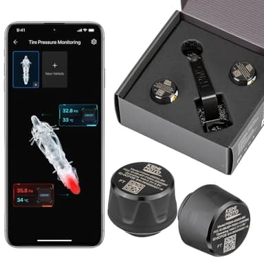 KEMIMOTO Motorcycle TPMS System, Tire Monitor Sensor – Bluetooth 5.2 Stable, IP67 Waterproof Tire Pressure Monitoring Real-Time Pressure & Temp Alerts, Long Battery Life Fits ATV Dirt Bike
