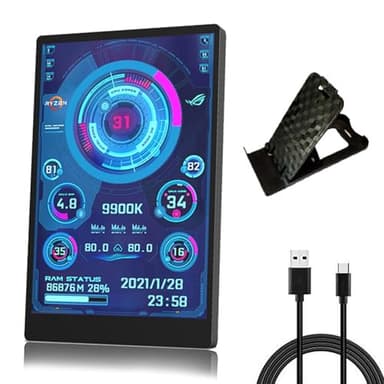 LICAEVEY 3.5in Computer Temp Monitor, Full View Temperature Display, USB Mini Screen for PC CPU RAM, Plug and Play (Black)