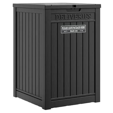 GULAIMOAO Package Delivery Box for Outside, Storage Box with Lockable Secure, Outdoor Resin Package Drop Container Waterproof for Backyard, Garden, Patio & Lawn, Black