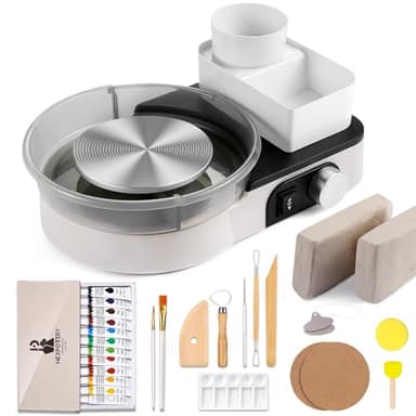 Pottery Wheel for Kids Adults and Beginners - Complete Pottery Set for Teen with 6" Turntable, 2.2lb Clay, Art Supplies Sculpting Tools, Craft Gifts for Teens Adults (Grey)