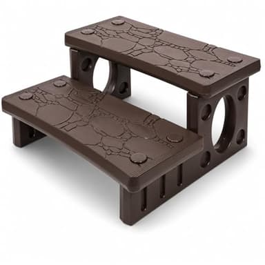 XtremepowerUS Universal Multi Purpose 2-Step Spa Hot Tub Pool Outdoor Indoor Camper RV Deck Steps Sided Step for Porch, Patio, Deck, Bathtub, Swimming Pool Mocha