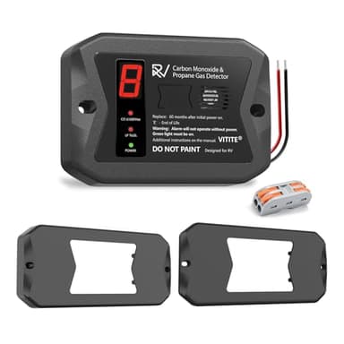 RV Carbon Monoxide & Propane Gas Detectors, VITITE Dual CO/LP Gas Alarm with Digital Display, Replacement for Old RV Gas Detector #20-441 & #30-442, Hardwired - DC 12V, Surface ＆ Flush Mount