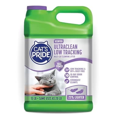 Cat's Pride Max Power: UltraClean Low Tracking Multi-Cat Clumping Litter - Keeps Paws & Home Clean - Up to 10 Days of Powerful Odor Control - 99% Dust Free - Fresh Scent, 15 Pounds