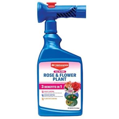BioAdvanced All-in-One Rose & Flower Plant Care, Ready-to-Spray, 32 Ounce, Aphid Spray for Outdoor Plants, Fungicide for Plants
