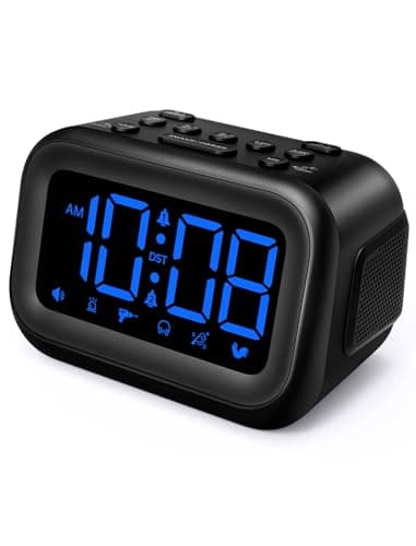 AuroraCalm Extra Loud Alarm Clock: 115dB Dual Alarms and 6 Unique Alarm Sounds for Heavy Sleepers - Adult Students for Bedroom On-Time Wake-Ups - Blue Digits