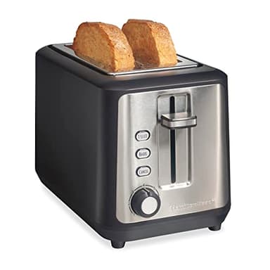 Hamilton Beach Gourmet 2 Slice Slot Toaster with Extra Long & Wide Slots, Sure-Toast Technology, Shade Selector with 7 Browning Levels, Bagel Setting, Matte Black and Stainless Steel (22996)