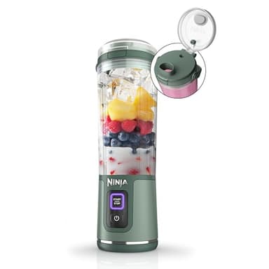 Ninja BC151EM Blast Portable Blender, Cordless, 18oz. Vessel, Personal Blender-for Shakes & Smoothies, BPA Free, Leakproof-Lid & Sip Spout, USB-C Rechargeable, Dishwasher Safe Parts, Forest Green (Renewed)