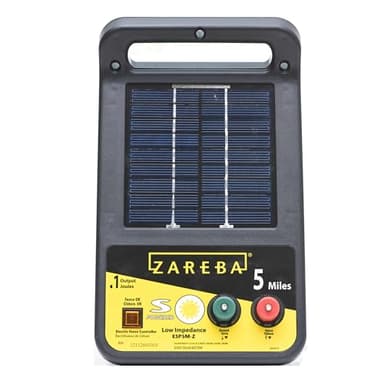 Zareba ESP5M-Z Solar Powered Electric Fence Charger - 5 Mile Lightning Electric Fence Energizer, Low Impedance, Contain Animals and Keep Out Predators, Black