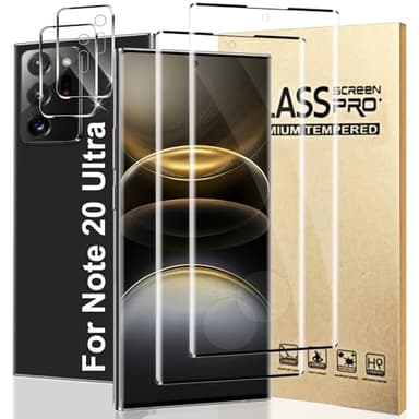[2+2 Pack]Galaxy Note 20 Ultra Screen Protector and Camera Protector,HD Clear 9H Tempered Glass Scratch Resistant,Fingerprint Unlock,Full Coverage,Bubble-Free Easy to Install,Case Friendly (6.9 Inch)