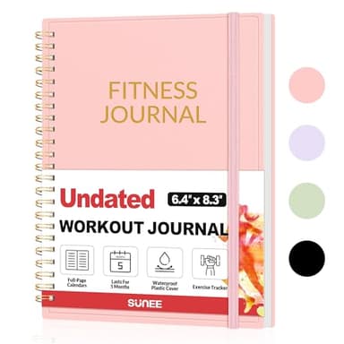 Fitness Journal Workout Planner for Women & Men, A5 (6.4" x 8.3") Workout Journal Log Book Planner Gift for Track Gym Essentials, Home Workouts, Track Progress, Achieve Wellness Goals, Pink