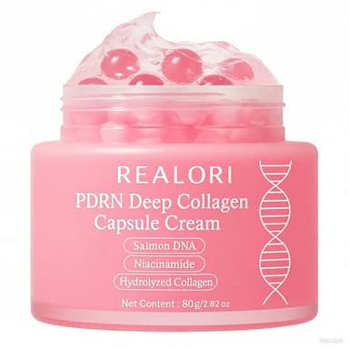 realori PDRN Capsule Cream with Vitamin C & Collagen – Korean Boba Moisturizer for Face, Pink Jelly Cream for Deep Hydration, Skin Repair, and Glow – Korean Skincare Gel for All Skin Types