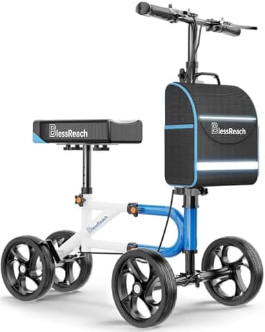 Knee Scooter，Knee Scooter for Adults for Foot Surgery，Knee Walker for Foot Injuries Compact Crutch Alternative with Dual Braking System (Blue)