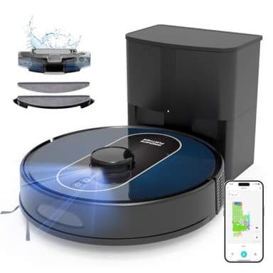 wrydao Robot Vacuum and Mop Combo, 6000Pa Robotic Vacuum with Mapping, Self-Emptying Station for 90 Days Hands-Free, LiDAR Navigation, Wi-Fi/App/Alexa Voice Control, for Carpets & Hard Floors