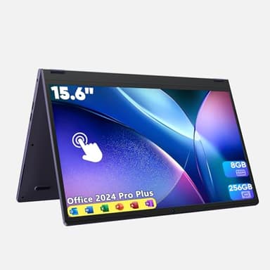 BWPED 15.6" 2-in-1 Touchscreen Laptop, 360° Flip Convertible, 8GB RAM 256GB SSD Core m3 8100Y, IPS Full HD Display, Wi-Fi 5 BT5.1 Win 11 Pro Lightweight Notebook Computer for Work & Study