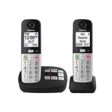 Panasonic Cordless Phone, Easy to Use with Large Display & Big Buttons, Flashing Favorites Key, Flashlight, Call Block, Volume Boost, Talking Caller ID, House Phones, 2 Cordless Handsets - KX-TGU432B
