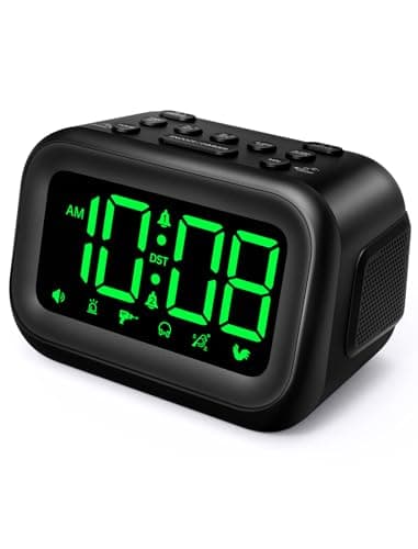 AuroraCalm Extra Loud Alarm Clock: 115dB Dual Alarms and 6 Unique Alarm Sounds for Heavy Sleepers - Adult Students for Bedroom On-Time Wake-Ups - Green Digits