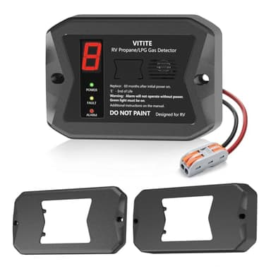 RV Propane Gas Detector, VITITE Digital RV LP Gas Alarm, Hardwired - VDC 12V, Flush & Surface Mount, with 3 Brackets