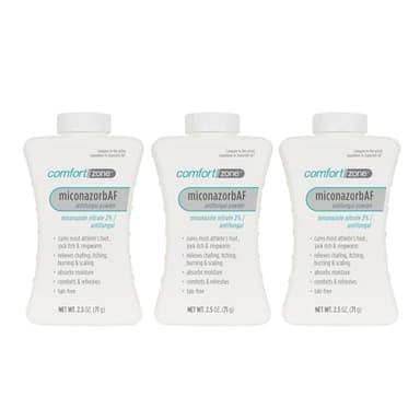 Comfort Zone Miconazorb Antifungal Powder, Talc-Free, Miconazole Nitrate 2%, For Treatment Of Athlete's Foot, Jock Itch And Ringworm, 2.5oz (71g) (3 Pack)