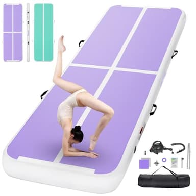 FBSPORT 10ft Inflatable Air Gymnastics Mat Training Mats 4 inches Thickness Gymnastics Tracks for Home Use/Training/Cheerleading/Yoga/Water with Pump