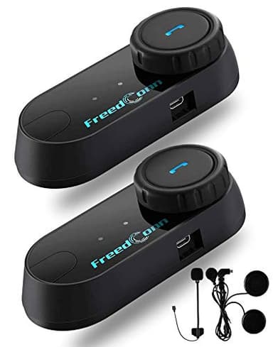 FreedConn Motorcycle Bluetooth Headset, TCOM VB 2-Way 800M Helmet Communication Systems,Motorbike Bluetooth Intercom, intercomunicador para motos/FM/BT5.0/Siri/2 in 1 Mic for full/3/4 Helmet(2Pack)