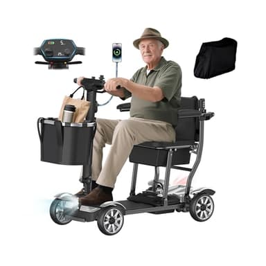 BIQISSI Mobility Scooter for Adults, 4 Wheels Mobility Scooter with LCD Display, 350LBS Capacity & Lithium Battery, Airline Approved, 38LBS Motorized Mobility Scooter for Seniors (Silver, 30 MI-211)