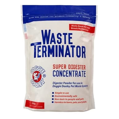 Doggie Dooley Waste Terminator Powder - 360 Gram - Pet Digester Concentrate for In-Ground Disposal Unit - Breaks Down Waste and Odors - Resealable Pouch - 1 Year Supply for All Dog Sizes - Brown