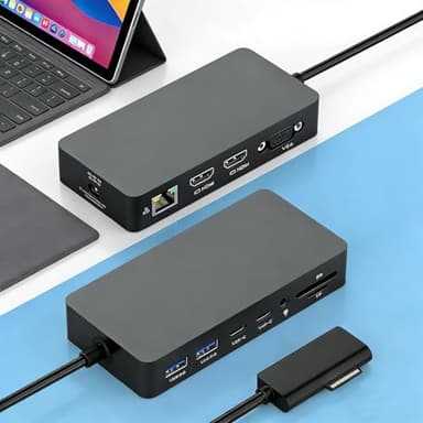 Surface Docking Station Triple Displays Dual HDMI + VGA with Power Adapter,12 in 1 Surface Dock 2 for MS Surface Pro 12/11/10/9/8/X/7/6/5/4/3,Surface Laptop 7/6/5/4/3/2/1,Surface Book Go