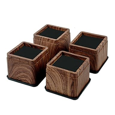 BTSD-home 3 Inch Wood Bed Risers Furniture Risers Bed Frame Lifters in Heights of 3 or 6 Inch Heavy Duty Set of 4 Square