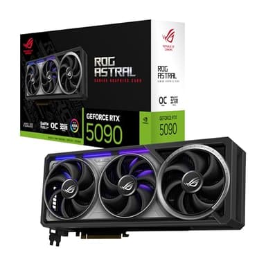 ASUS ROG Astral NVIDIA GeForce RTX 5090 32GB GDDR7 OC Edition Gaming Graphics Card (PCIe 5.0, HDMI/DP 2.1, 3.8-Slot, 4-Fan Design, Axial-tech Fans, Patented Vapor Chamber), 3 Year Warranty