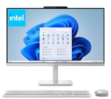 Lenovo 24" FHD All-in-One Desktop Computer for Home & Office, Intel Processor, 8GB RAM, 128GB PCIe SSD, WiFi 6, Bluetooth 5.2, HDMI, Business AIO, Vent-Hear, Wireless Keyboard & Mouse, Windows 11