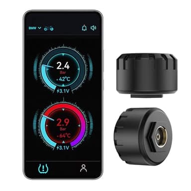 Spedal Motorcycle Tire Pressure Monitoring System, Bluetooth TPMS for Motorcycles – Real-Time Tire Pressure & Temperature Monitor with Dual External Valve-Stem Sensors, Waterproof Wireless TPMS (2)