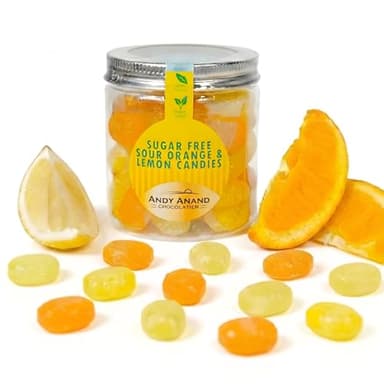 Andy Anand Chocolatier Sugar Free Hard Candy Orange & Lemon Mixed Flavored - Made in Italy Individually Wrapped Gluten Free Enhanced with Vitamin C, Lemon Hard Candy Keto Stevia Sweetened Candy (7 OZ)