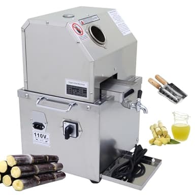 INTBUYING Electric Sugarcane Juicer 800W Sugar Cane Press Machine with 3 Stainless Steel Rollers 660lbs/h High Output Sugarcane Juice Extractor Squeezer for Commercial & Home with 2 Peeling Knives
