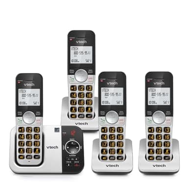 VTech VG232-4 DECT 6.0 Cordless Phone with Answering Machine, 4 Handsets – Big Buttons, Full-Duplex Speakerphone, Large Backlit Display, Caller ID