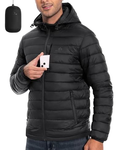 Pioneer Camp Puffer Jacket Men Hooded Mens Winter Jacket Packable Mens Lightweight Down Jacket Thermal Puffy Winter Coat Insulated
