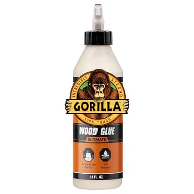 Gorilla Ultimate Waterproof Wood Glue, Natural Color, 18 oz (Pack of 1) – For Wood Working Projects and Repairs, Indoor & Outdoor